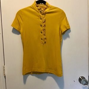 Tory Burch Gold Ruffle Polo Shirt